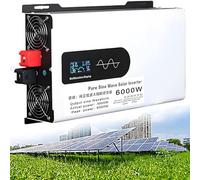 Inversor de corriente de 6000 W pico de 3000 W, inversor de onda sinusoidal pura con pantalla LCD y 2 enchufes de salida, CC 12 V/24 V/48 V/60 V/72 V/96 V a 110 V/220 V CA