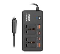 Inversor de corriente de coche de alta eficiencia de 200 W CC 12 V a CA 220 V con cargas rápidas USB C para carga de dispositivos electrónicos