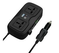 Inversor de Corriente Inversor Coche 200W CC 12V A CA 220V Convertidor Adaptador Automático Pantalla Digital Inteligente Tiempo Real Enchufe Universal Dual QC3.0