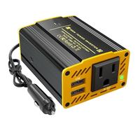 Inversor de Corriente Inversor Corriente para Coche 150 W CC 12 V A 110 V CA Puertos USB Duales 4.8A para Ordenador Portátil Viaje por Carretera Que Acampa(Yellow 150W 12V 110V)