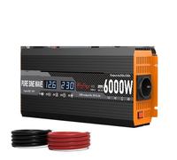 Inversor de Corriente Inversor Onda Sinusoidal Pura Potencia Máxima 6000W Transformador Convertidor Medidor Voltaje Coche Europeo CC 12V A Ca 220V/230V 50Hz(6000W)