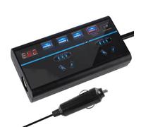 Inversor De Corriente para Automóvil Cargadores USB/PD 200 W Interruptor Encendido/Apagado Adaptador Corriente 12 V/24 V CC A 110 V/220 V CA 8 Puertos Inversor Coche QC 3.0(ABS B)