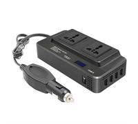 Inversor de corriente para coche de 200 W, convertidor de 12 V CC a 110 V CA con 2 salidas de CA y 4 puertos USB, carga rápida PD/QC 3.0, esencial para el coche para camping, viajes por carretera