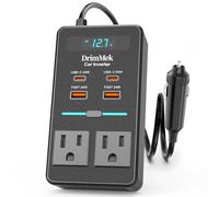 Inversor de corriente para coche de 300 W, toma de corriente dual de CC a CA, carga rápida USB-C de 65 W, puertos USB-C de 24 W y 3.0 USB-A, cargador de coche portátil con convertidor de control de