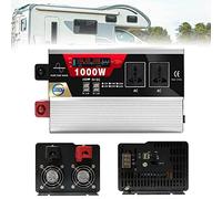 Inversor de onda sinusoidal pura de 1000 W, transformador de CC a CA con pantalla LCD, 2 enchufes europeos y 6 puertos USB, herramienta de emergencia for viajes por carretera, 12 V-220 V.(12V-220V)