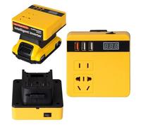 Inversor de potencia, Inversor de batería de litio de 120 W, banco de energía de 18 V, 21 V a CA, transformador inteligente multifunción for el hogar, inversor for trabajo al aire libre ,Versátil(Yell