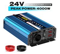 Inversor de potencia sinusoidal de 2000W 4000W, de energía de respaldo de 12V 24V CC a 220V 230V CA con toma de CA, pantalla LCD, y control remoto por cable para autocaravana y camping al