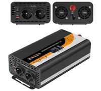 Inversor de tensión de 24 V/12 V a CA 230 V, 1300 W/3000 W, con 2 enchufes europeos, tipo C, USB y pantalla LCD, adaptador para coche, camión, camping