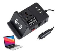 Inversor de vehículo ABS - Puerto de suministro con capacidad de carga rápida | Convertidor de 200 W para enchufes automotrices, adaptador de energía portátil para uso electrónico en el interior del