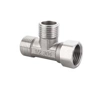 Inversor Ducha Válvula desviadora de inodoro, adaptador acero inoxidable, válvula en T G1/2" for baño, bidé, rociador, ducha, 4 puntos, tres vías(Silver 5)