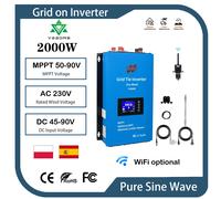 Inversor en red de 2000W CC, 48V y CA 230V con Sensor limitador, turbina aerogeneradora, Monitor MPPT WiFi, convertidor de descarga de batería without WiFi