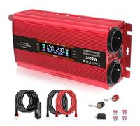 Inversor Inversor Corriente CA 220 V para Coche Pantalla LED 3000W 2600W 1500W 4 Prtos B para Exteriores Camping Adaptador Corriente 12 V/24 V Transformador de Voltaje(3000W LCD Red,12V)