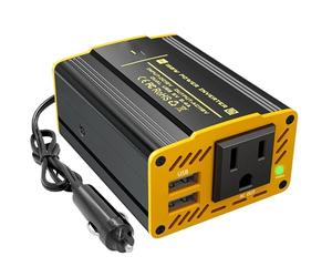 Inversor Inversor Corriente para Coche 150 W CC 12 V A 110 V CA Puertos USB Duales 4.8A para Ordenador Portátil Viaje por Carretera Que Acampa(Yellow 150W 12V 110V)