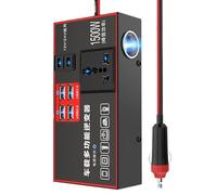 Inversor para Coche | Convertidor de Energía 220V para Automóvil | Accesorio de 1500W con Múltiples Puertos USB para Viajes, Camping y Embarcaciones
