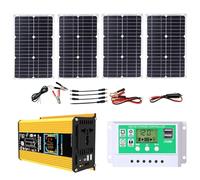 Inversor solar de 6000 W con panel solar monocristalino de 100 W, kit inversor de potencia de 12 V a 220 V con controlador de carga PWM de 50 A, pantalla LCD y USB: sistema de energía solar portátil f