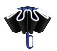 Inverted Travel Umbrella - Automatic Umbrellas For Rain, 1x Windproof Umbrelllas With Reflective Stripe, Ring Buckle Umbrella, Automatic Open Close Auto Umbrellas With Carabiner Handle For Men Women