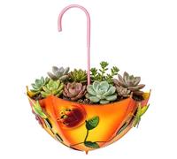 Inverted Umbrella Planter - Vintage Metal Flowerpot, Hanging Floral Receptacle,Unique Wall Architecture | Efficient Drainage Mechanism, Terraces Courtyards Balcony Outdoor Horticultural Fixtures