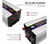 Inverter de alimentación de onda sinusoidal pura de 3000 vatios de 12 V CC a 220 V Converter de CA Alta eficiencia 93% con pantalla LCD dual 6000W Potencia máxima para