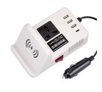 Inverter del vehículo - enchufe adaptador de automóvil, concentrador de carga USB | Convertidor automotriz de 200W de alta potencia con 3 puertos USB y salida de CA diseñada para cargar computadoras p