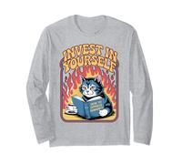 Invest In Yourself Cat Lover Book Kitten Funny Cat Manga Larga