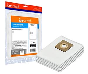 Invest - Recambio para aspiradora, bolsas de filtro compatibles con Bosch AdvancedVac 20, Bosch UniversalVac 15 - Blanco, 5 unidades