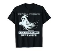 Investigador Paranormal Caza de Fantasmas Corre Humor más rápido Camiseta gráfica económica, Hombre, Negro, XL