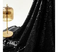 INVGEEXI The Yard - Tela de lentejuelas negras de 15 pies y 5 yardas con purpurina brillante para vestidos de boda/dama de honor, disfraces de fiesta, manteles, proyectos de costura de bricolaje