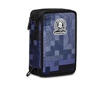 Invicta Estuche Escolar 3 Compartimientos - Pixel Camo Fantasy GRS, Gris - Estuche con Material Incluido: Lápices, Bolígrafos y Marcadores - Gran Capacidad para Niñas, Niños y Adolescentes