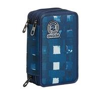 Invicta Estuche Escolar con 3 Compartimentos, Azul, Completo con Lápices, Bolígrafos y Rotuladores, Accesorios Escolares, Mochilas Escolares, Niños