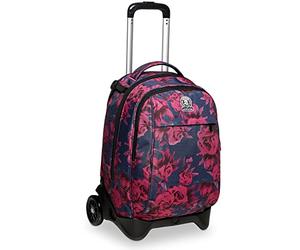 Invicta Mochila con Ruedas TROLLEY TECH ROSES FANTASY, Negro con Rosas - Mochila 3 en 1, Mochila Escolar con Carro - Bolso Escolar Niños, Niñas, Adolescentes - Doble Bolsillo Frontal