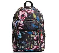 Invicta Mochila Doble Compartamiento JELEK FANTASY BACKPACK, Negro con flores - Mochila de Negocio, Trabajo, Diario, Viaje, Escolares, para hombres, mujeres y adolescentes - Mochila Viaje