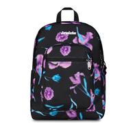 Invicta Mochila escolar Jelek, negra y rosa, doble compartimento con bolsillo para PC y bolsillo para botella, 34 l, escuela secundaria y superior, mochila para niña, Rosa, Talla única