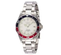 Invicta Pro Diver Reloj de cuarzo para hombre de acero inoxidable, Blanco / Plateado, 37 mm