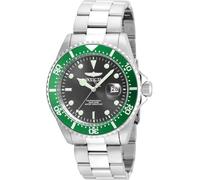 Invicta Pro Diver Reloj de cuarzo para hombre de acero inoxidable, Plata / Verde, 43 mm