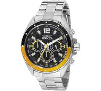INVICTA Speedway 49365 Reloj para Hombre - Impermeable - Analógico - Movimiento Cuarzo - Acero Inoxidable con Esfera Negro - 44mm