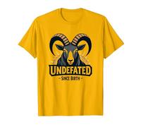 Invicto Desde el Nacimiento Lema de Fuerza de Carnero Camiseta, Hombre, Dorado Brillante, XXL