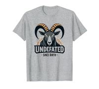 Invicto Desde el Nacimiento Lema de Fuerza de Carnero Camiseta, Hombre, Gris Jaspeado, 6XL