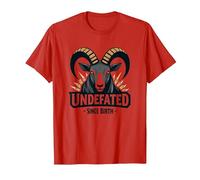 Invicto Desde el Nacimiento Lema de Fuerza de Carnero Camiseta, Hombre, Rojo, L
