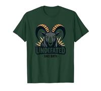 Invicto Desde el Nacimiento Lema de Fuerza de Carnero Camiseta, Hombre, Verde Bosque, M