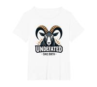 Invicto Desde el Nacimiento Lema de Fuerza de Carnero Camiseta, Mujer Tallas Grandes, Blanco, 5XL Grande