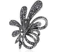 Invierno Accesorios de la Joyería de la Flor Negro con Rhinestone Broches Mujeres Antigüedades de Plata Pin Broche Exquisito Broches Vintage, Negro Clever