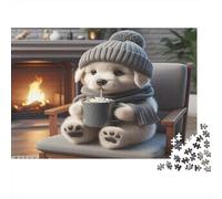 Invierno Acogedor para Cachorros Puzzles 1000 Piezas Papel Reciclado para Adultos Puzzle para Adultos Juego Educativo para descompresión Regalo Divertido para casa 52x38cm/1000pcs