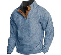 Invierno Algodón Completo Retro de Manga Larga para Hombre, Otoño Diario Camisetas de Invierno, Blu-2, M