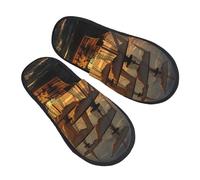 Invierno Babuchas Barco Pirata De Fantasía Zapatillas De Estar Por Casa Forro De Felpa Zapatillas De Casa Suave Algodón Pantufla Para Invierno Hotel Exterior L