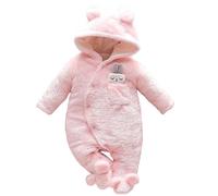 Invierno Bebé Lana Mameluco con Pies Mono Lindo Recién Nacido Peleles Conejo Cálido Niño Pijama Rosa 0-3 Meses