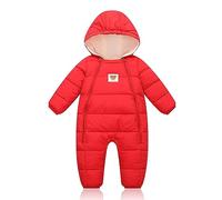 Invierno Bebé Niños Mono de Nieve Pelele Calentito con Capucha Mameluco Bebé Niña Svellón Mono Ropa de Nieve Abrigo Doble Cremallera Ropa Rojo 18-24 Meses