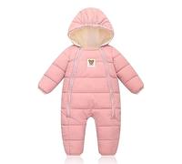 Invierno Bebé Niños Mono de Nieve Pelele Calentito con Capucha Mameluco Bebé Niña Svellón Mono Ropa de Nieve Abrigo Doble Cremallera Ropa Rosa 12-18 Meses