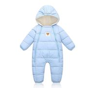 Invierno Bebé Niños Mono de Nieve Pelele Calentito con Capucha Mameluco Bebé Niña Svellón Mono Ropa de Nieve Abrigo Doble Cremallera Ropa Azul 18-24 Meses