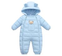 Invierno Bebé Niños Mono de Nieve Pelele Calentito con Capucha Mono Bebé Niñas Vellón Mameluco Abrigo Doble Cremallera Ropa de Nieve Azul 12-18 Meses