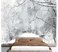 Invierno Bosque Papel Pintado 150 x 107 cm 3D Árbole Mural de pared Fotomurales Tejido No Tejido Fuera De La Ventana Papel Tapiz Grande Murales Fotográfico Moderno Decoración de Paredes W-1008